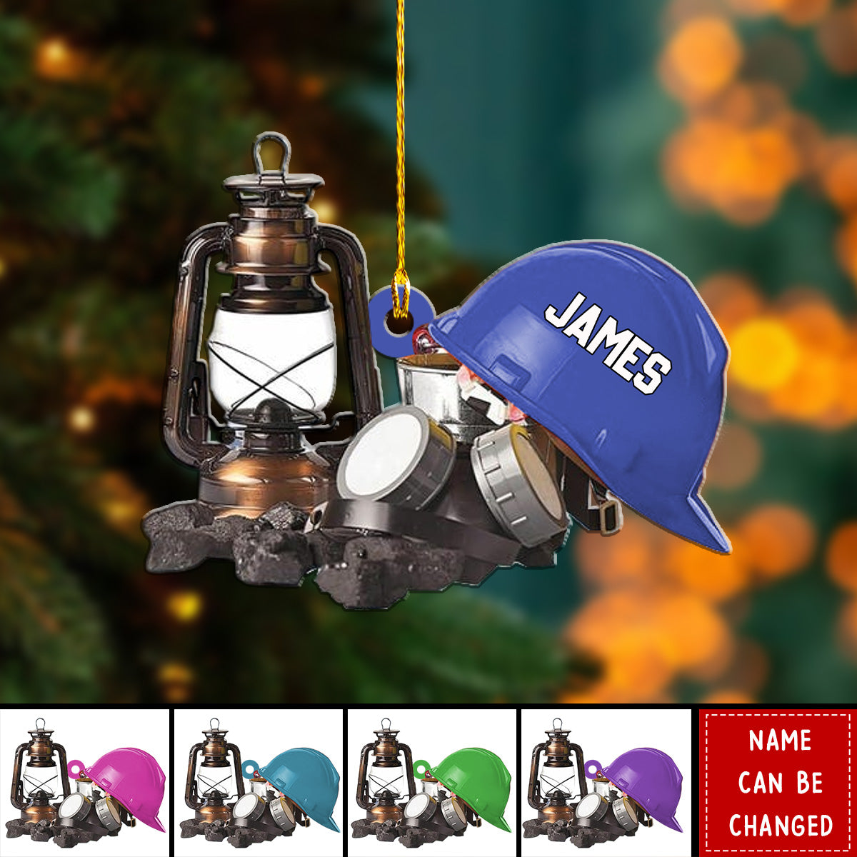 Personalized Construction Worker Safety Helmet Christmas Ornament, Christmas Gift For Workers