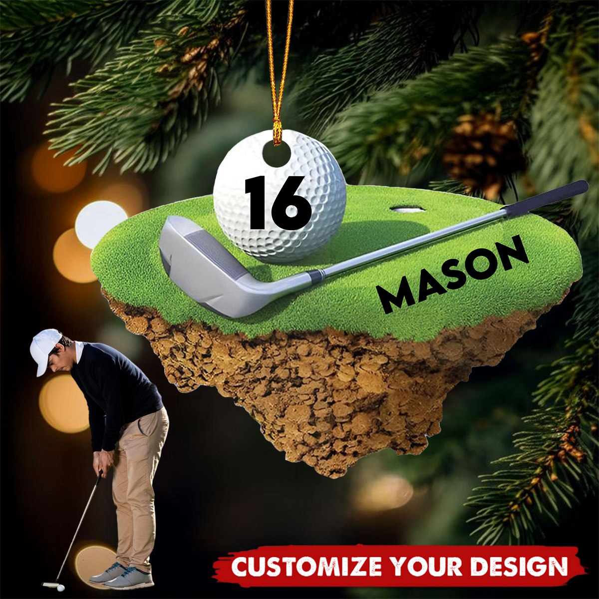 Golf Shaped Ornament - Personalized Acrylic Christmas Ornament, Gift For Golf Lovers