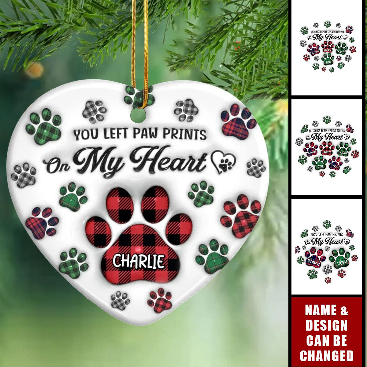 No Longer By My Side But Forever In My Heart - Memorial Personalized Custom 3D Inflated Effect Printed Ceramic Ornament