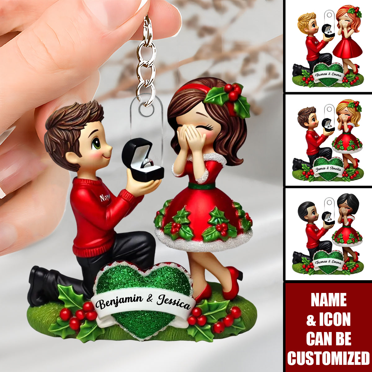 Marriage Proposal "She Said Yes!" - Personalized Acrylic Keychain, Just Engaged Gifts For Couples