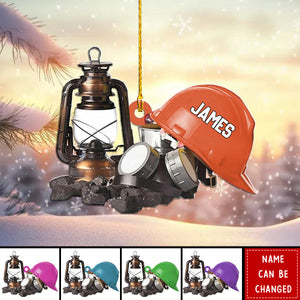Personalized Construction Worker Safety Helmet Christmas Ornament, Christmas Gift For Workers