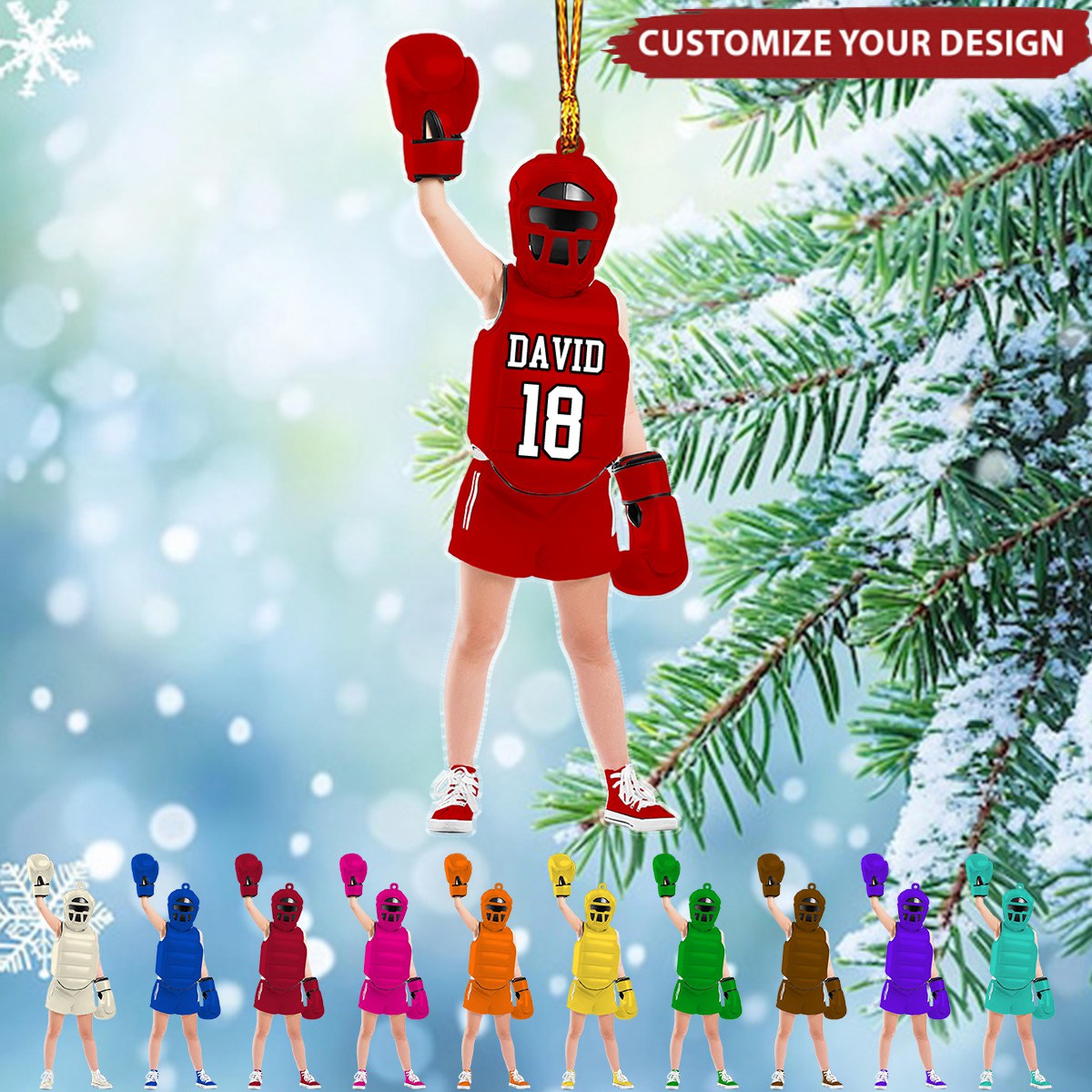 Personalized Boxing Kid Christmas Ornament, Acrylic Ornament For Boxing Lovers/Boxers