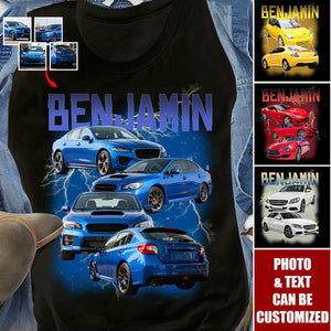 Personalized Car Photo Vintage Bootleg Shirt, Gift for For Him Dad, Motorcycle Car Lovers