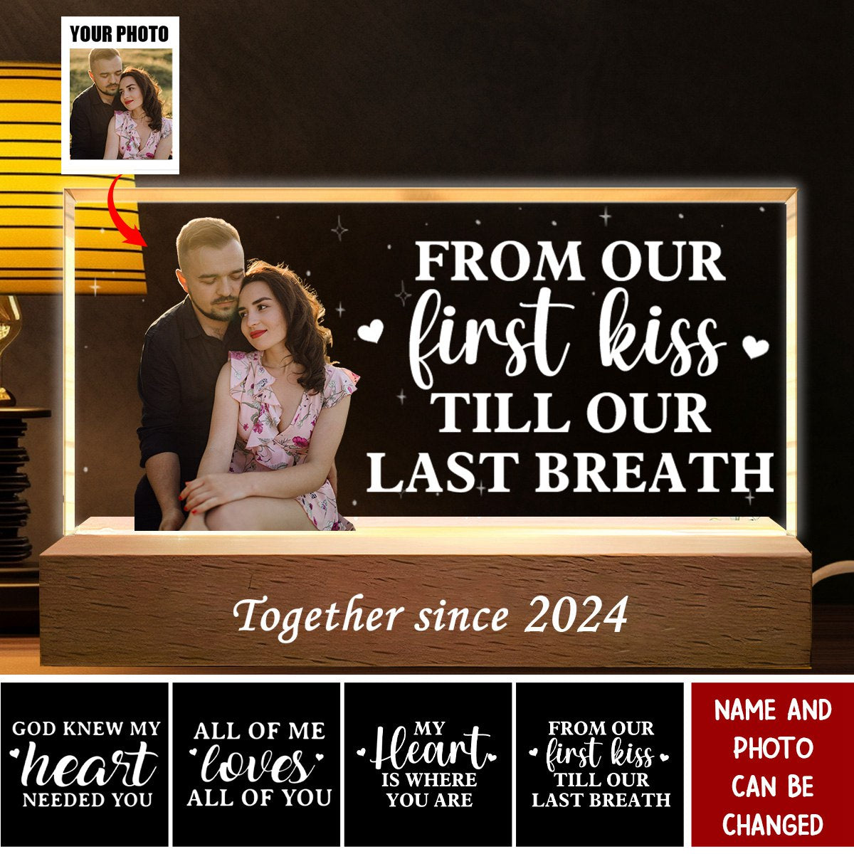 Custom Photo All Of Me Loves All Of You - Couple Personalized Custom Acrylic Letters 3D LED Night Light - Gift For Husband Wife, Anniversary