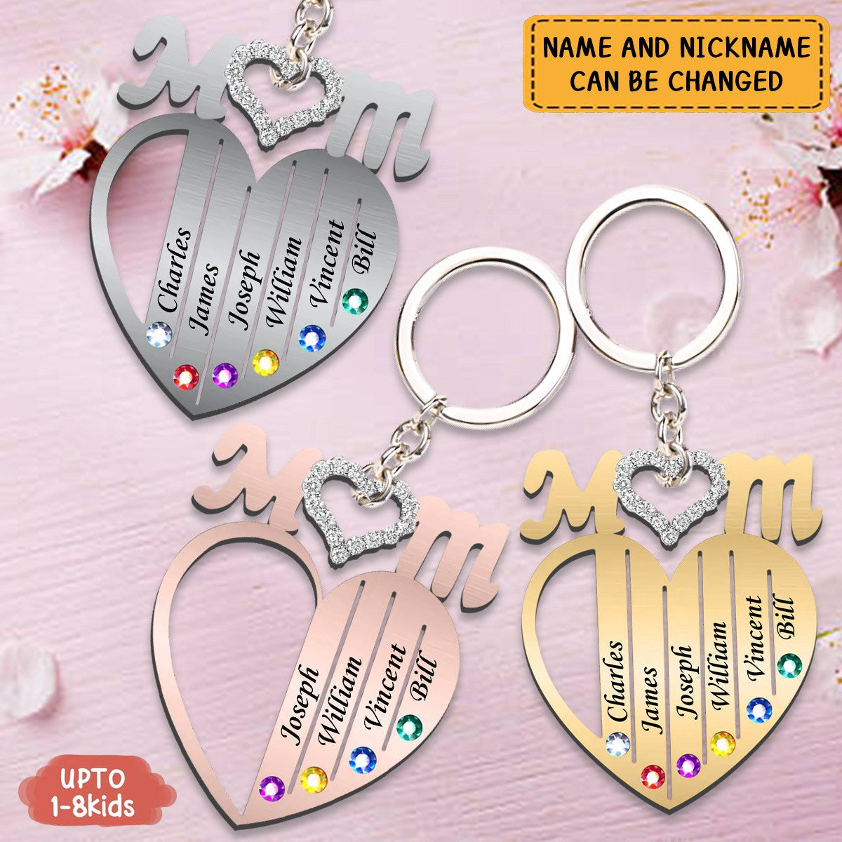 Personalized Mom Heart Keychain - Gift Idea For Mom/ Mother's Day