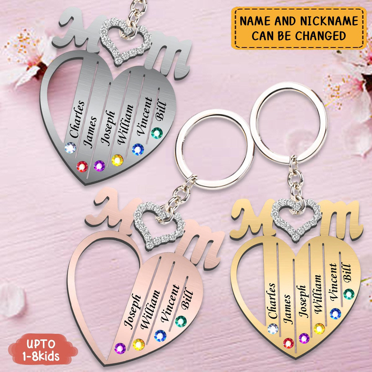 Personalized Mom Heart Keychain - Gift Idea For Mom/ Mother's Day