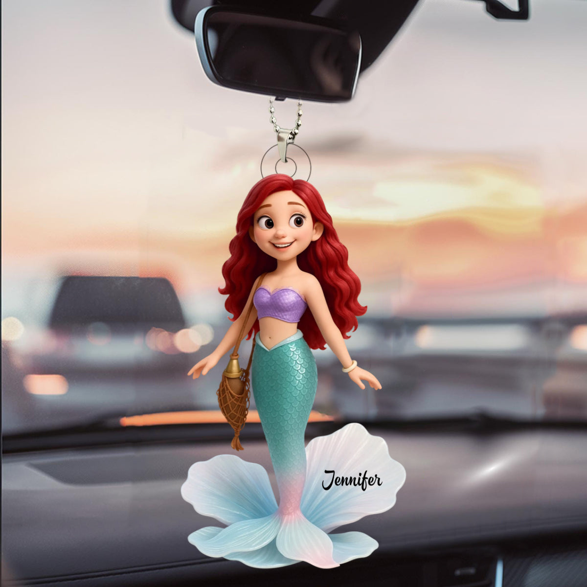 Pretty Cartoon Mermaid Personalized Acrylic Ornament, Gift For Her, Gift For Besties