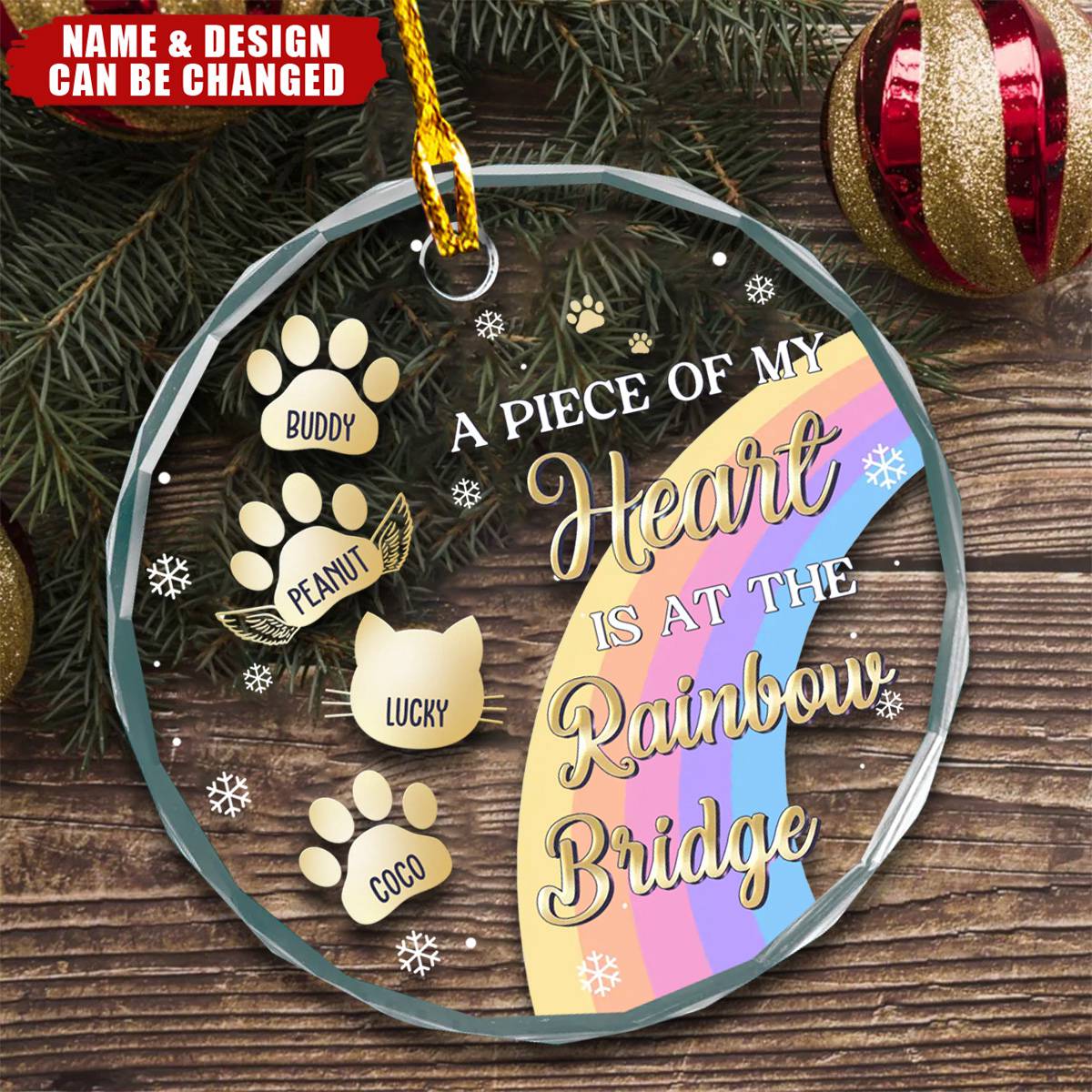 I Crossed The Rainbow Bridge Knowing I Was Loved - Memorial Personalized Custom Circle Glass Ornament