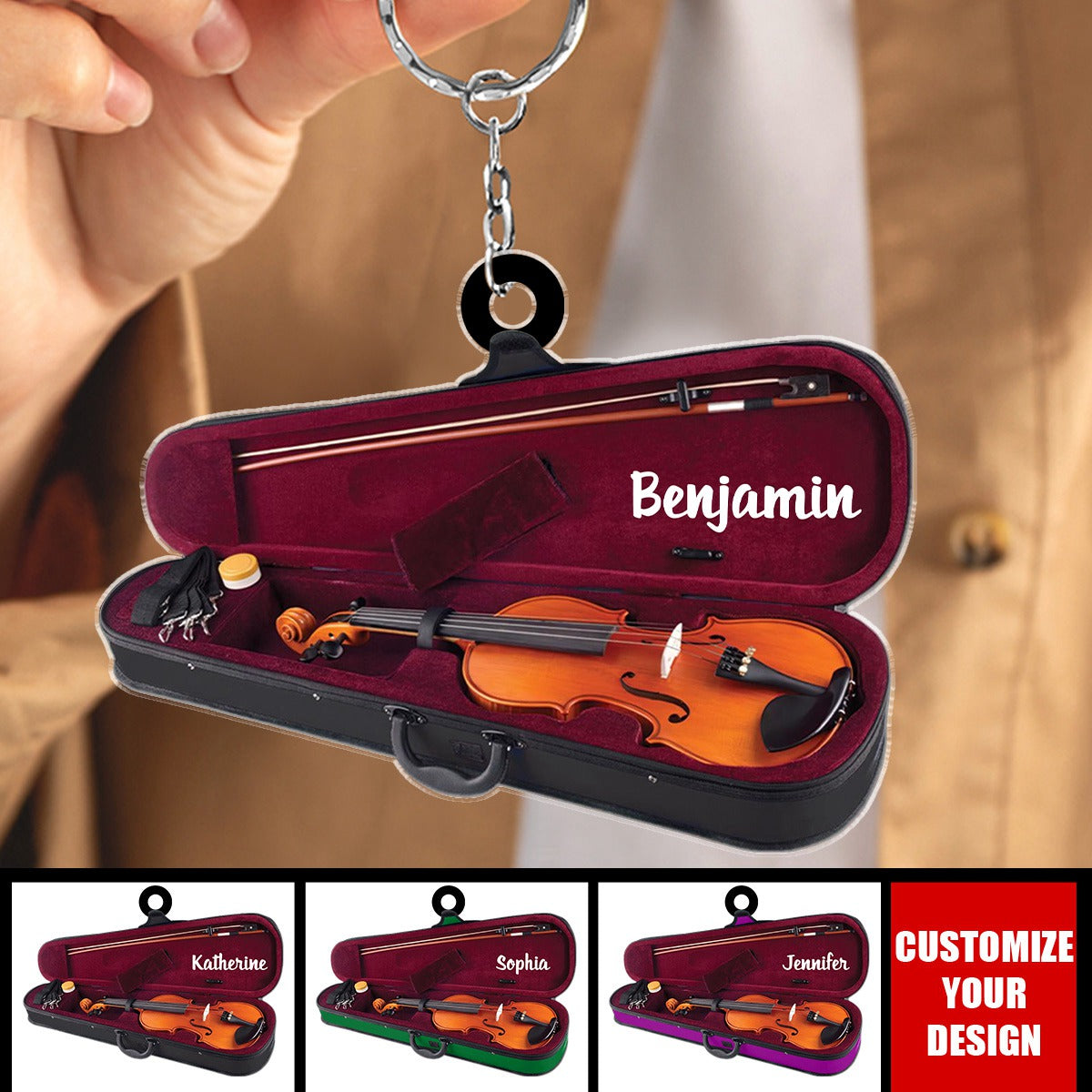 Violin Case - Personalized Acrylic Keychain, Gifts For Violinist