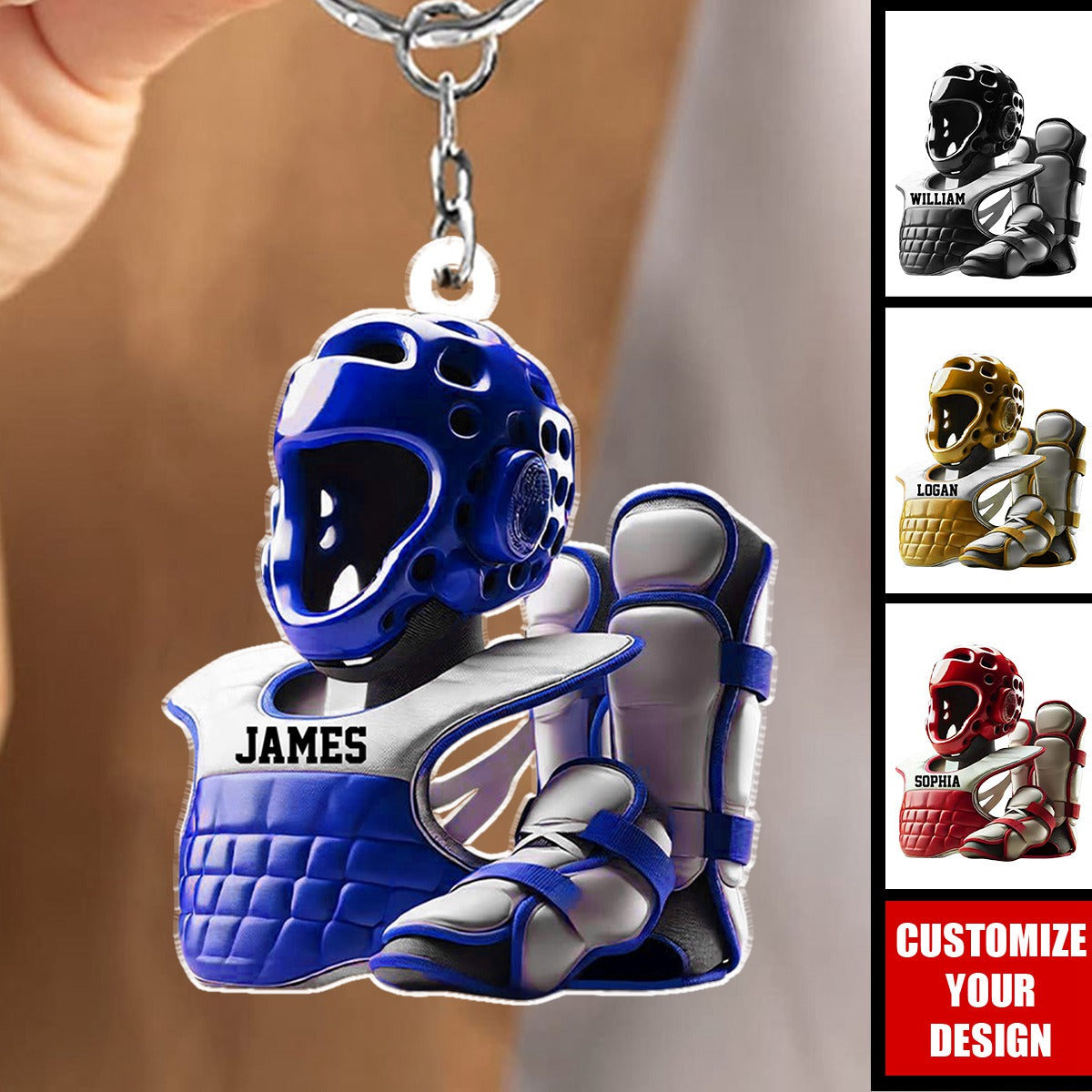 Taekwondo Gear - Personalized Acrylic Keychain, Gift for Martial Artists