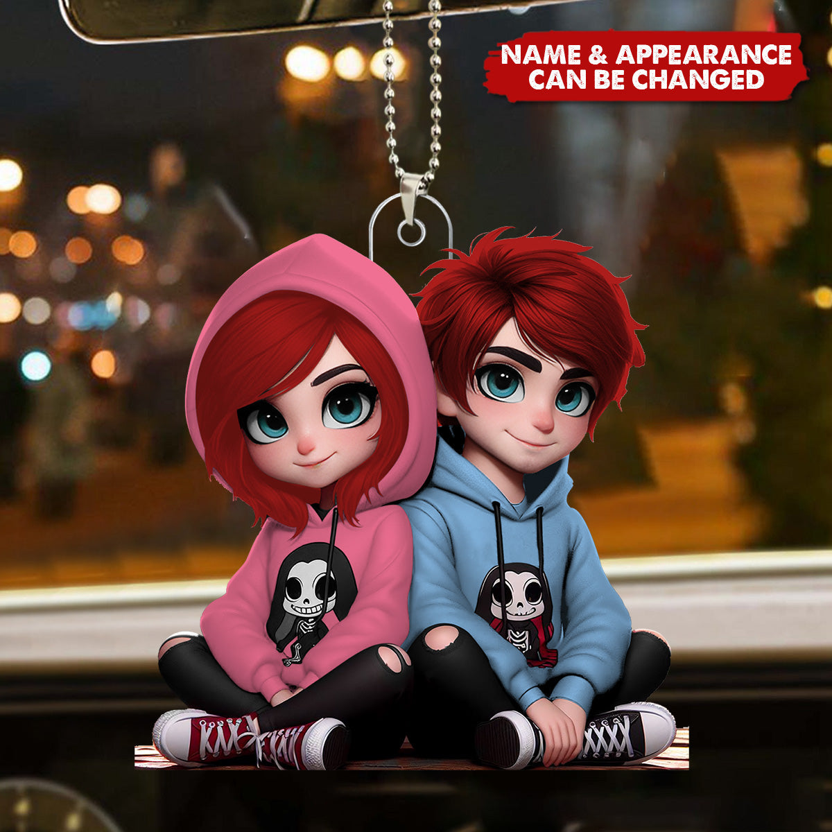 Cute Couple Dolls - Valentine's Day Gift - Personalized Acrylic Car Ornament