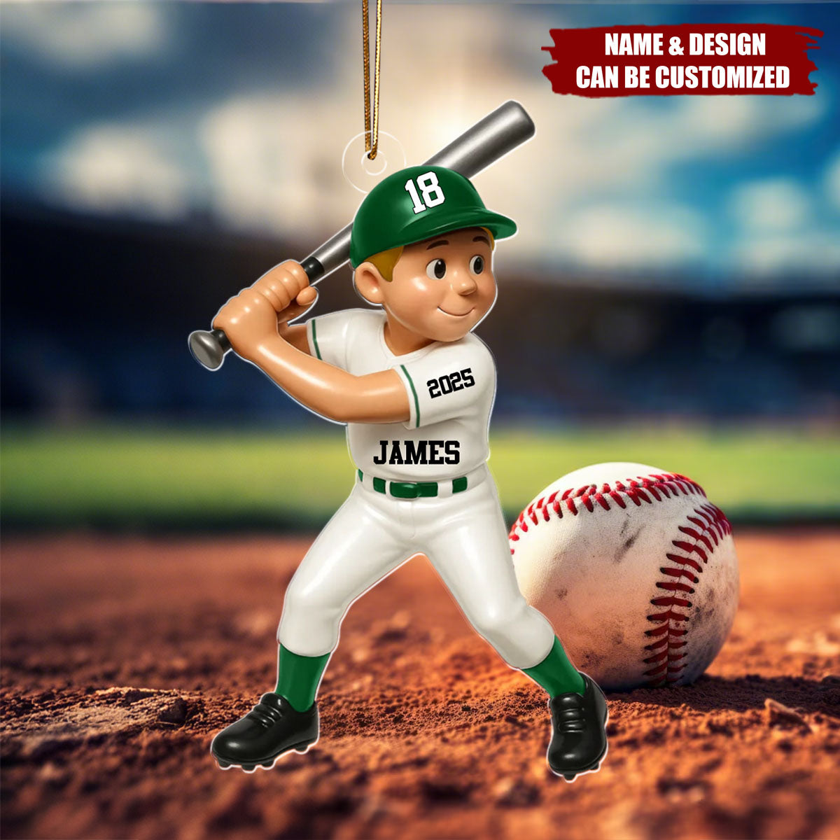 Cute Baseball Player - Personalized Acrylic Ornament, Gift For Son, Daughter, Grandson, Granddaughter