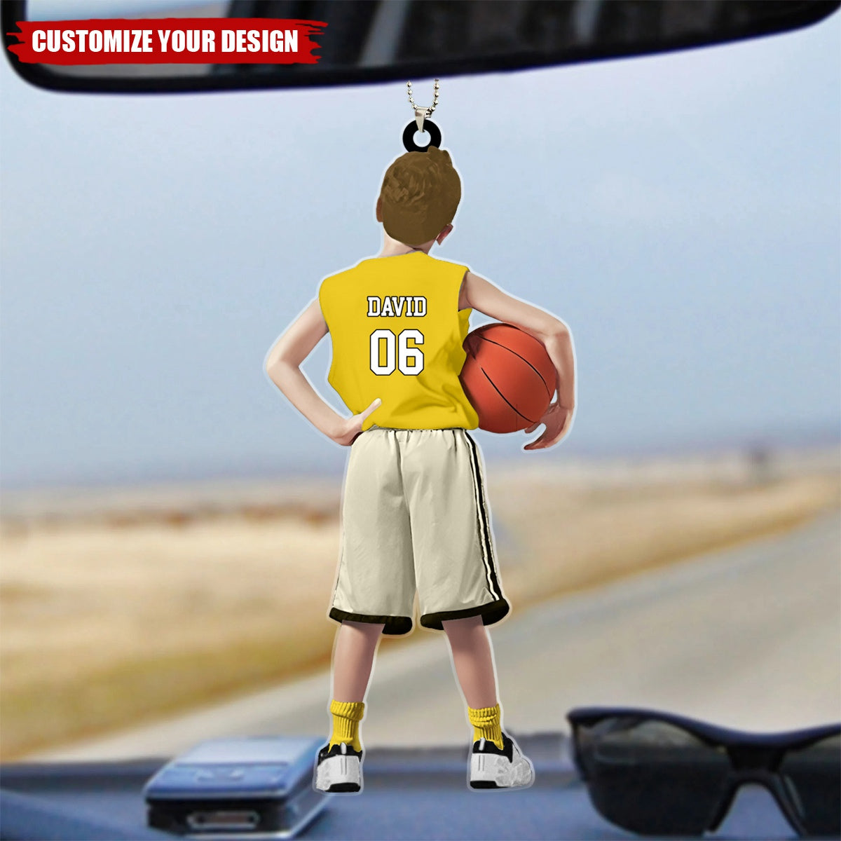 Personalized Basketball Boy Car Ornament, Basketball Keepsake, Basketball Gift For Kid
