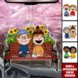 Couples Sitting Together - Personalized Gifts For Couple Car Ornament