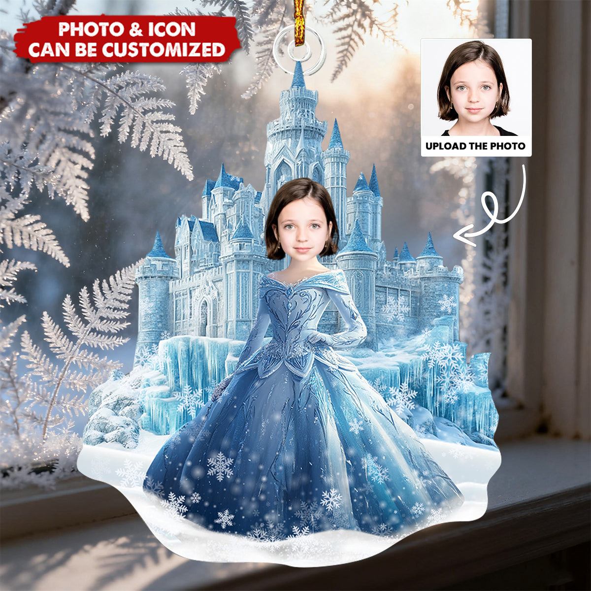 Custom Face Ice Princess - Personalized Acrylic Photo Ornament, Gifts For Daughter, Girl, Kids