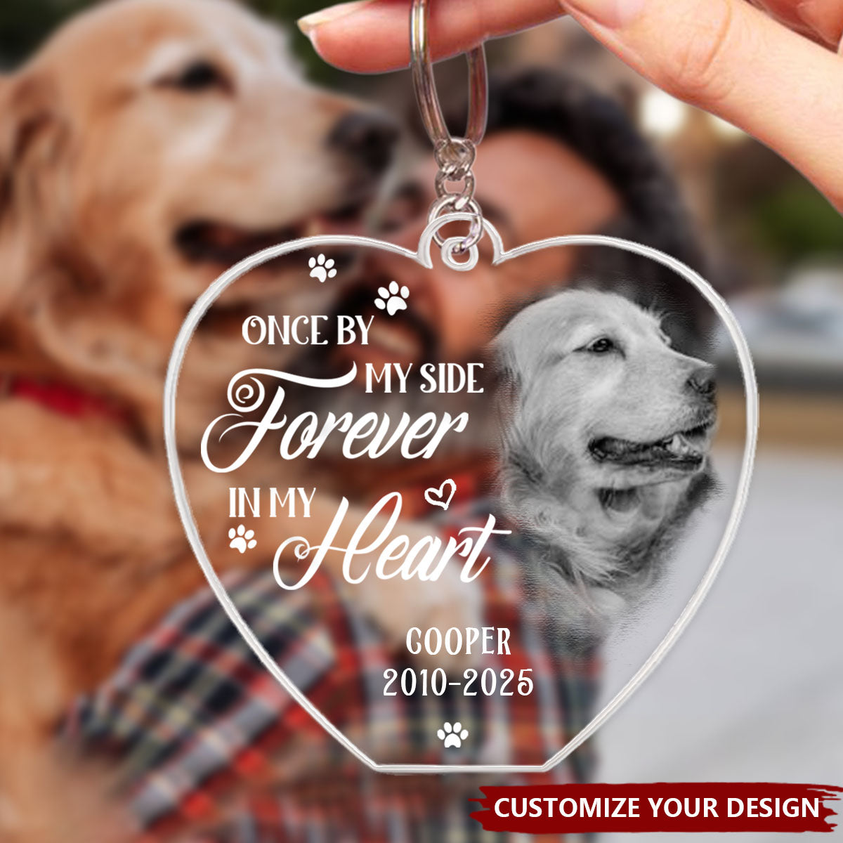 Custom Photo Your Love Lives On In My Heart - Memorial Personalized Acrylic Keychain