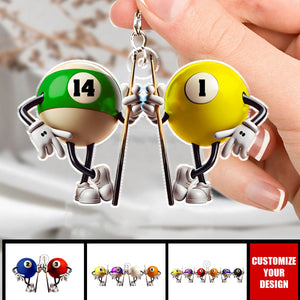 Billiard Balls - Personalized Acrylic Keychain, Gift For Friends