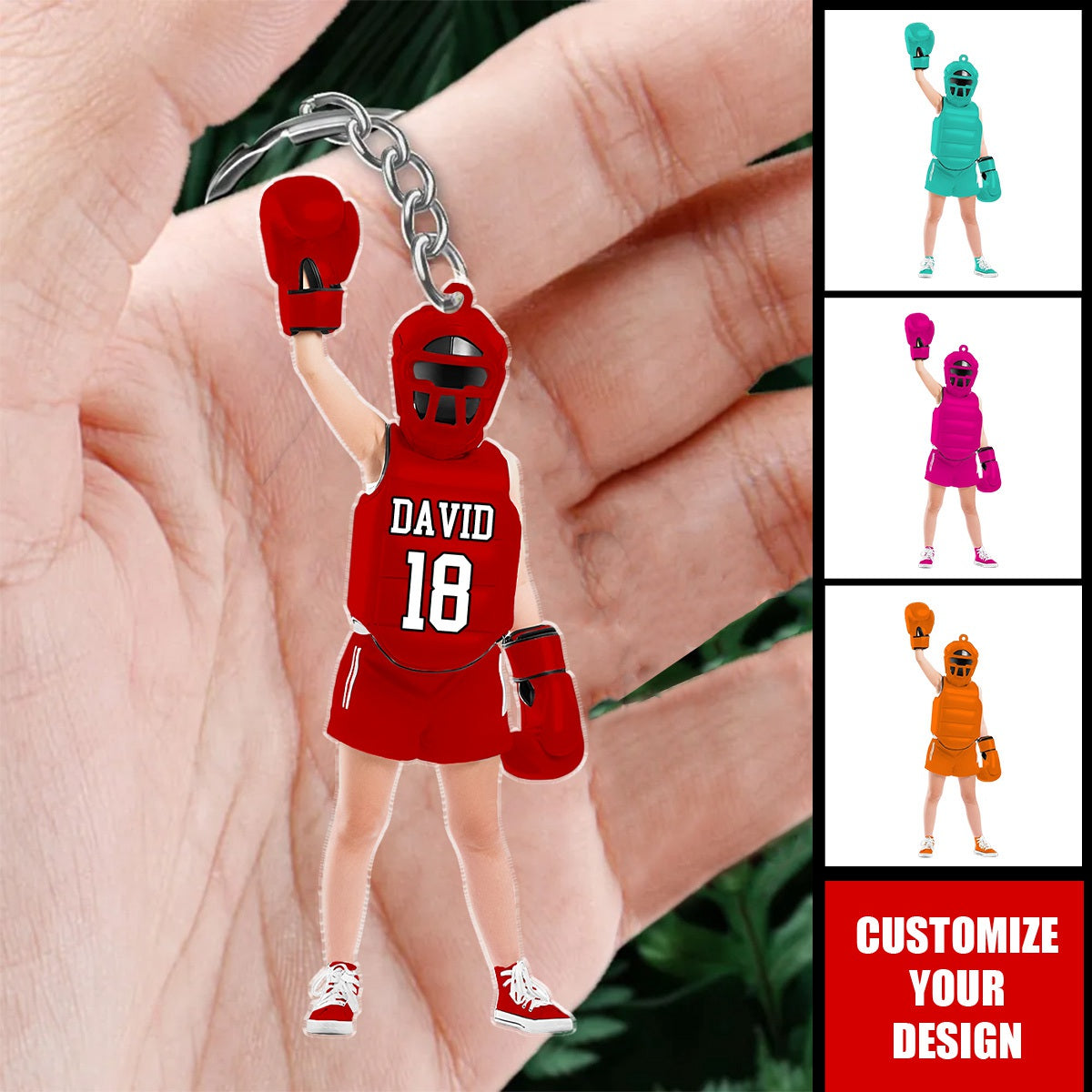 Personalized Boxing Kid Keychain, Acrylic Keychain For Boxing Lovers/Boxers