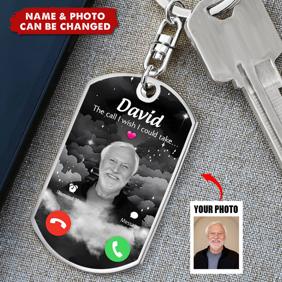 The Call I Wish I Could Take - Memorial Sympathy Gift - Personalized Memorial Stainless Steel Keychain