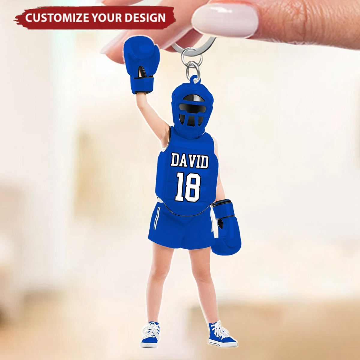 Personalized Boxing Kid Keychain, Acrylic Keychain For Boxing Lovers/Boxers