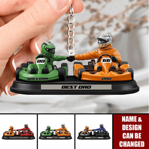 Kart Racing Loving Dad & Kid - Personalized Father Custom Shaped Keychain