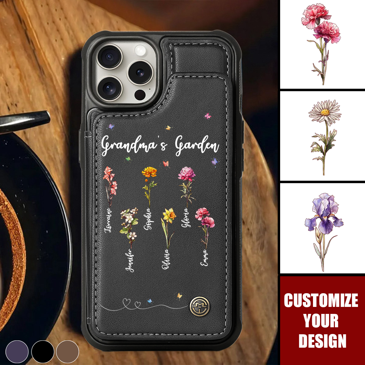 Grandmothers Plant Seeds Of Love That Bloom For Generations - Personalized Leather Flip Wallet Phone Case