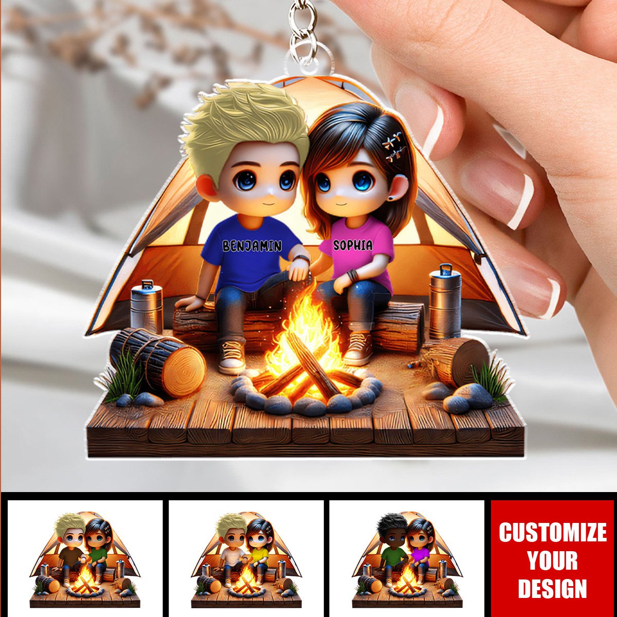 Camping Couple - Personalized Acrylic Keychain