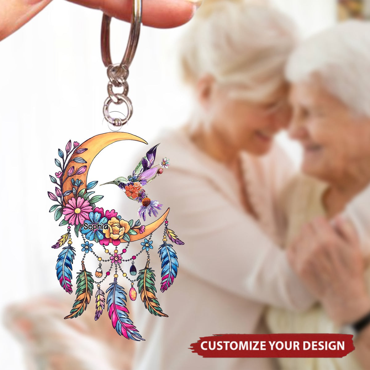 Hummingbird God Made Her An Angel - Personalized Acrylic Keychain