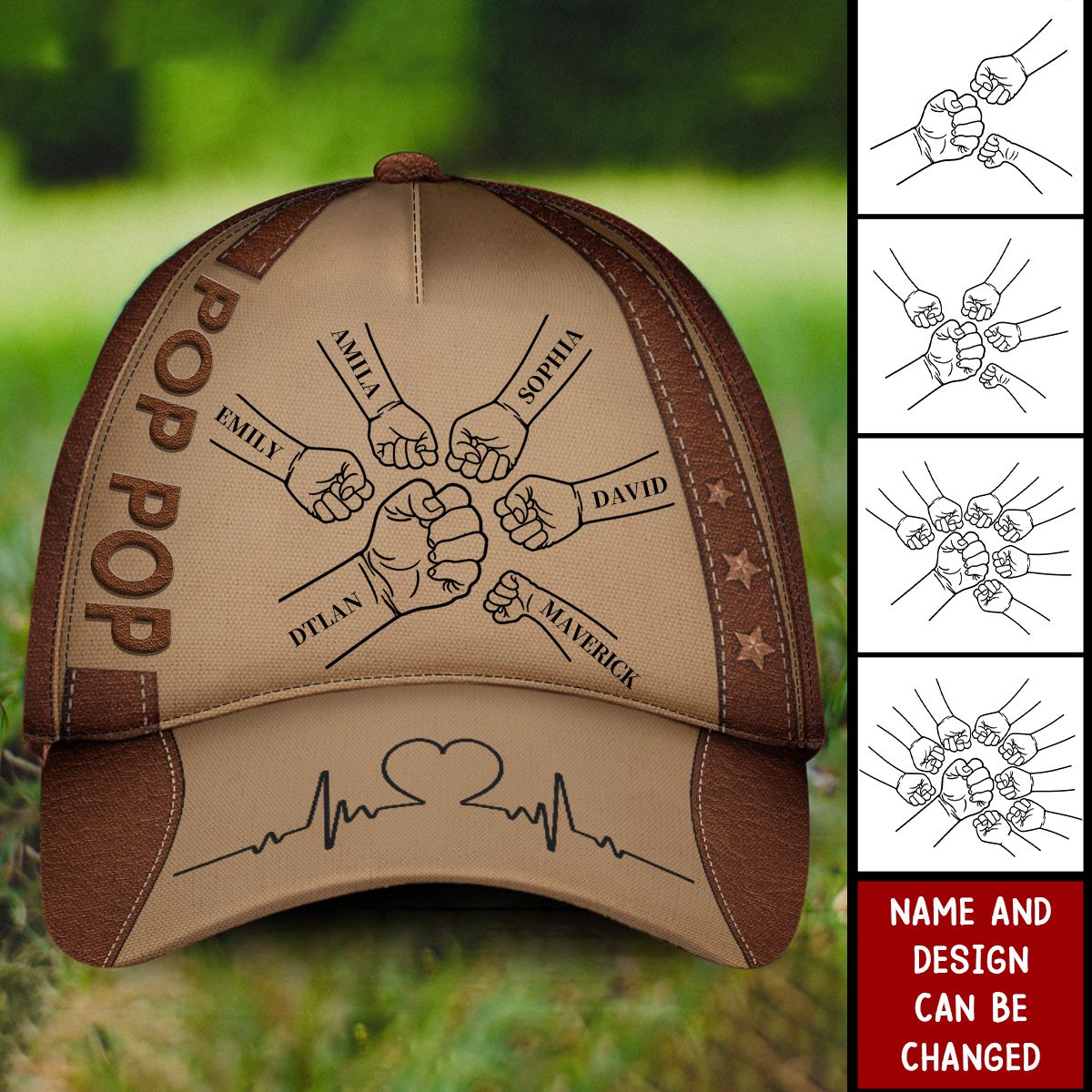 Dad Grandpa Kids Holding Hands - Gift For Father, Grandfather - Personalized Classic Cap