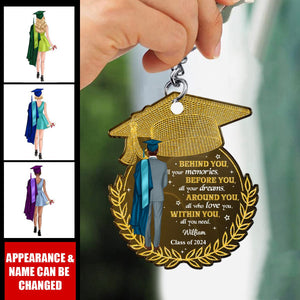 Behind You All Your Memories Graduation Gift Personalized Acrylic Keychain