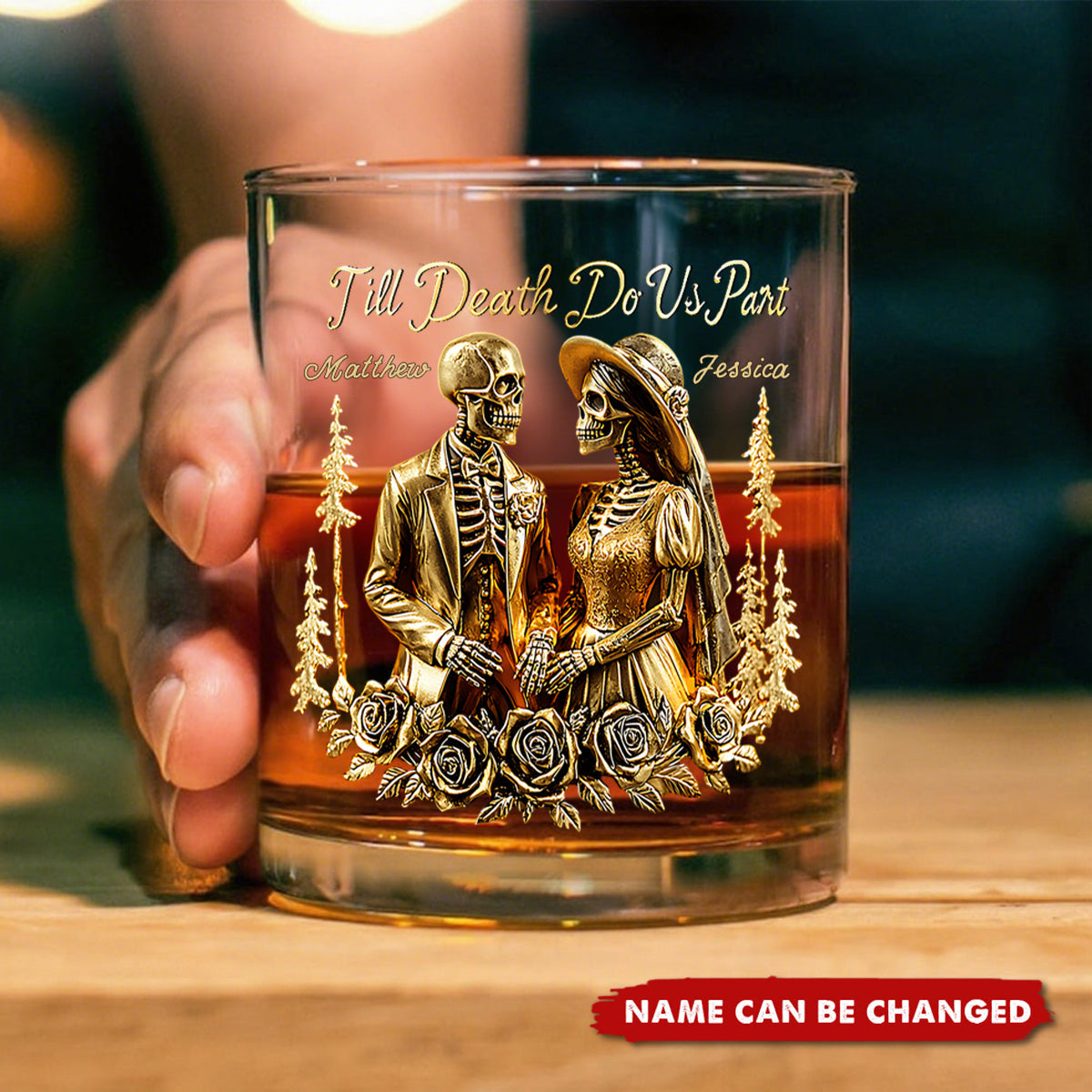 Till Death Do Us Part - Personalized Skull Whiskey Glass