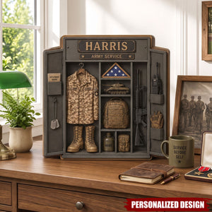Personalized Military Wooden Block, Custom Name Veteran Memorial Sign