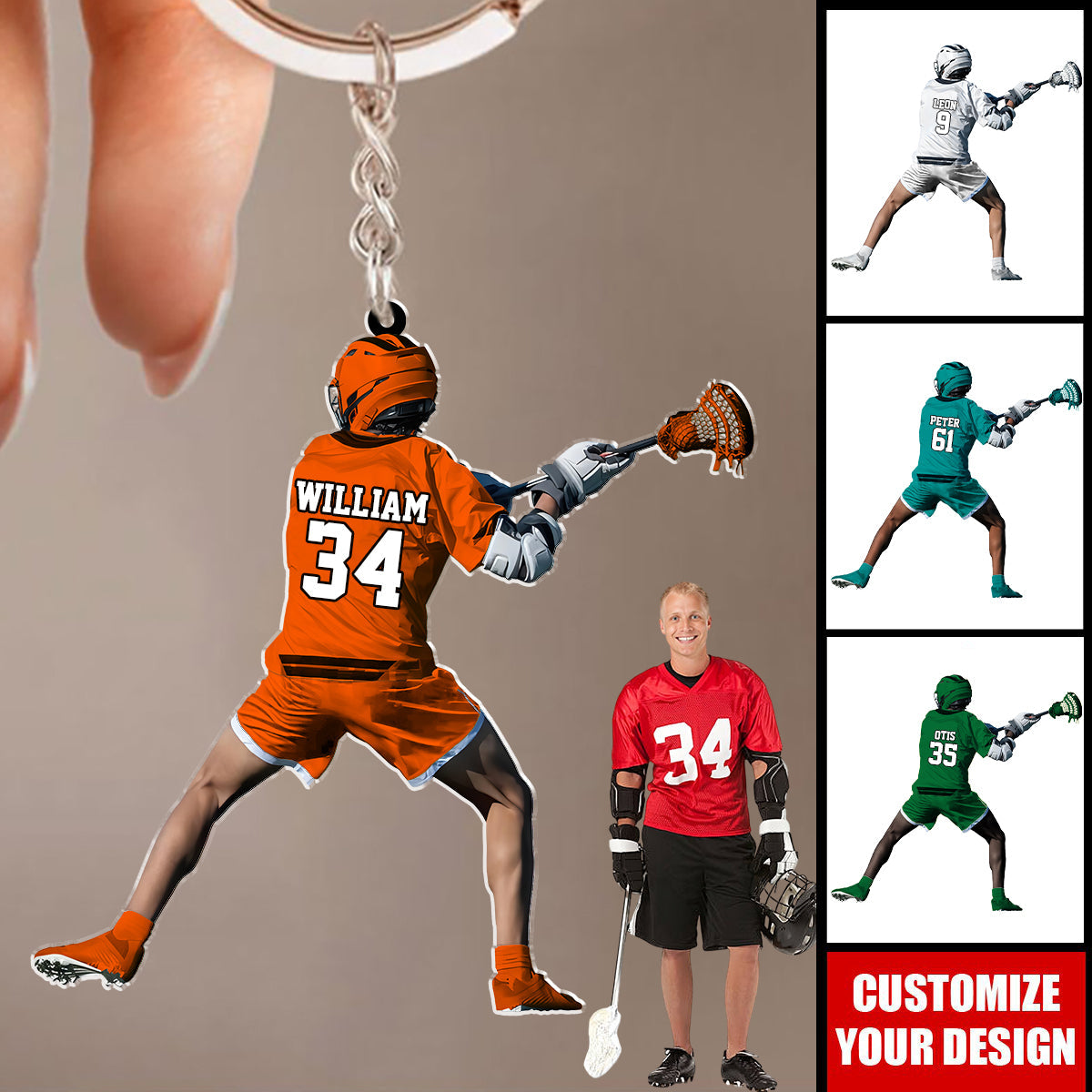 Personalized Lacrosse Player Keychain - Gift For Lacrosse Lover