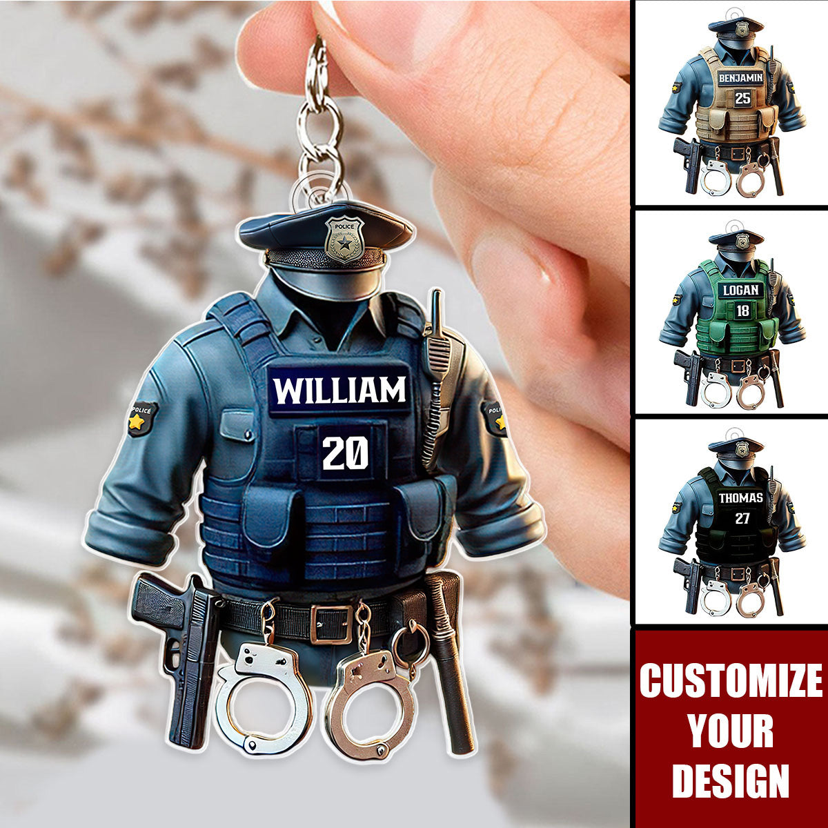 Police Officer Law Enforcement - Personalized Acrylic Keychain