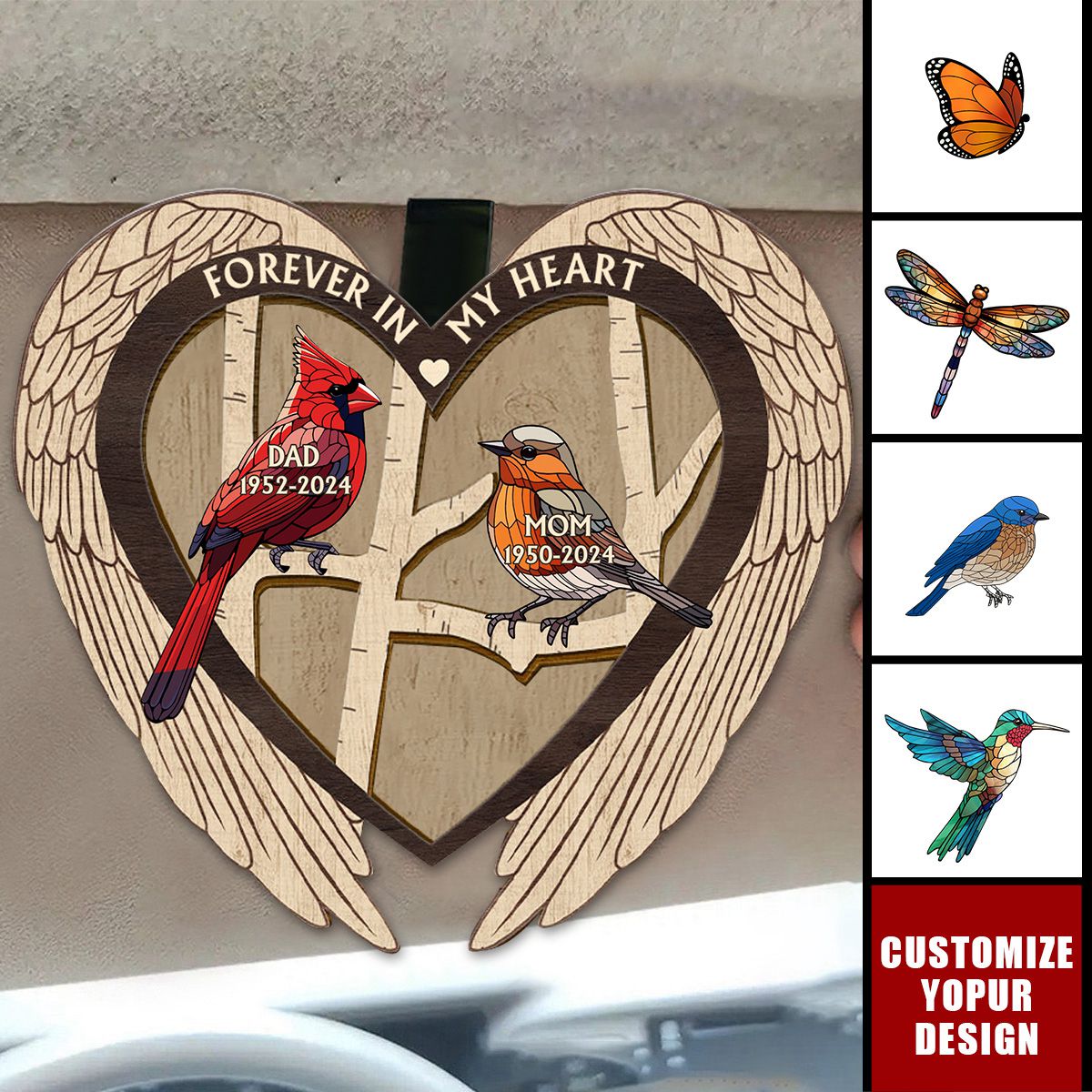 Memorial Bird I'm Always With You - Personalized Car Visor Clip