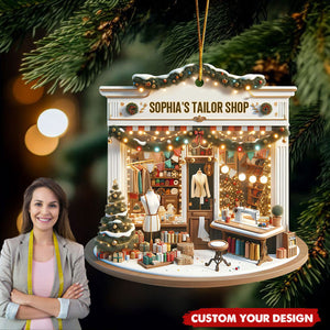 Personalized Tailor Shop Acrylic Ornament - Sewing Ornament