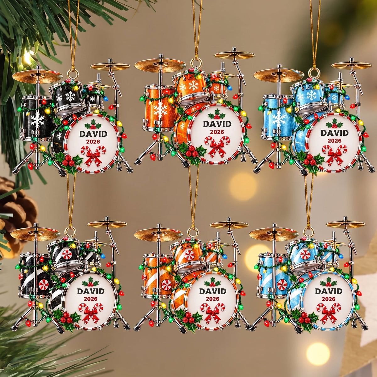 Personalized Drum Christmas Ornament - Gift For Drummers & Drum Lovers
