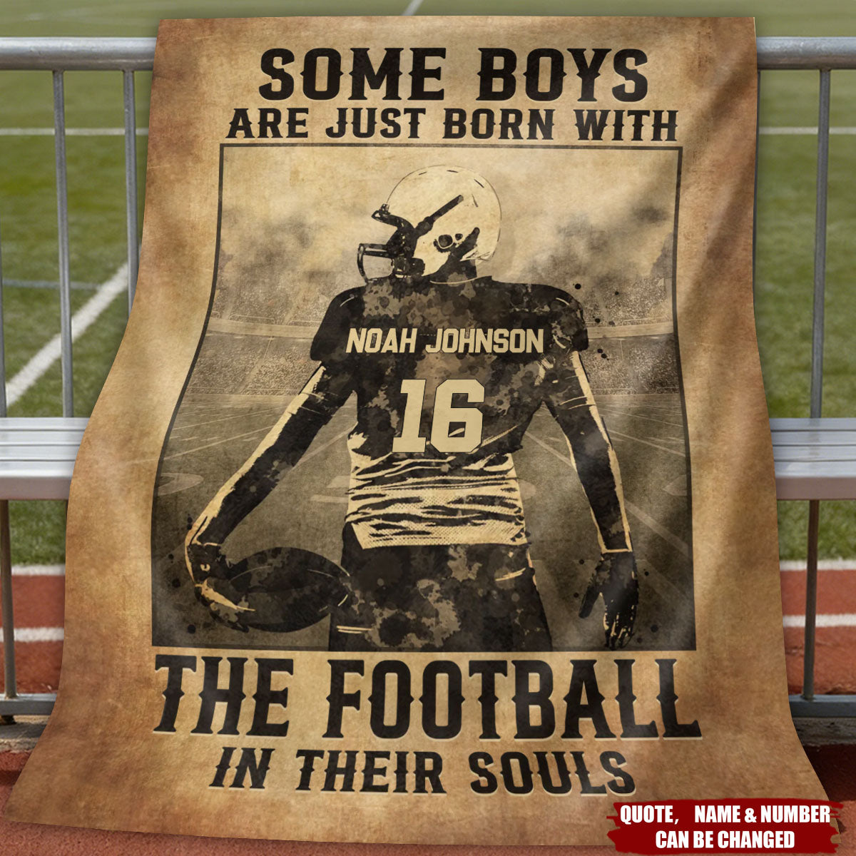 Train Hard - Football Personalized Vertical Blanket
