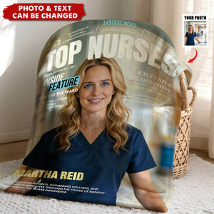 Top Nurses Magazine Cover Gift, Custom Nurse Photo Blanket