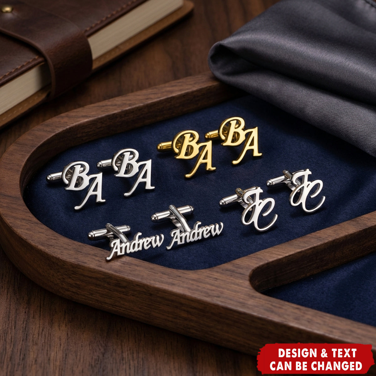 Personalized Monogram Initial Letter Name Cufflinks Set of 2 Birthday Wedding Anniversary Gift for Men Dad Groom