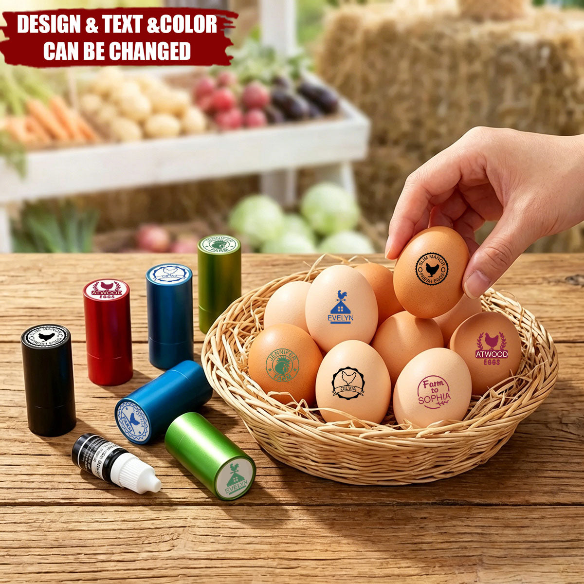 Personalized Hen Silhouette Safe Egg Stamp with Food Grade Ink - Birthday Gift for Family Farmer Breeder