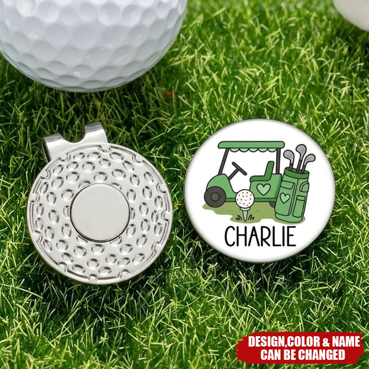 Personalized Golf Cart Golf Ball Marker Magnetic Hat Clip - Birthday Game Day Gift for Golf Player