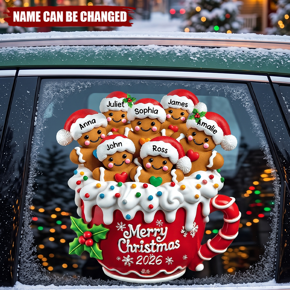 Merry Christmas - Personalized Gingerbread Family Decal