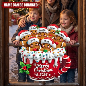 Merry Christmas - Personalized Gingerbread Family Decal