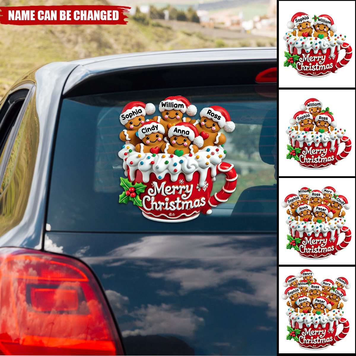 Merry Christmas Gingerbread Cup Personalized Decal