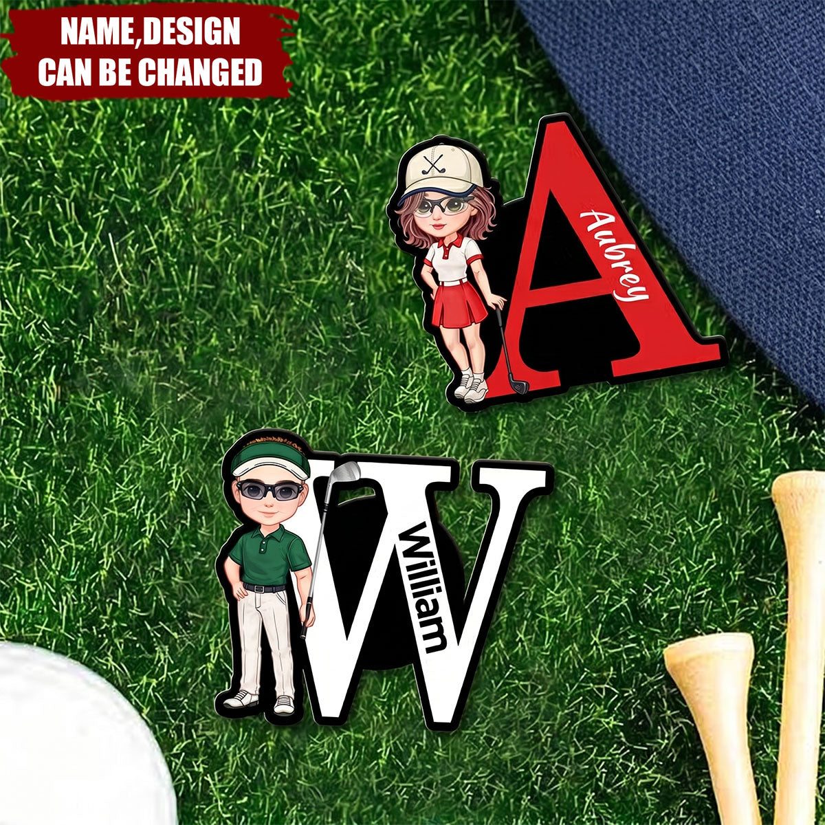 Personalized Cartoon Golf Character Golf Ball Marker with Magnetic Hat Clip and Name Birthday Game Day Gift for Golf Players Lovers