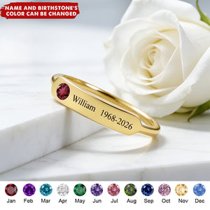 For Memorial - Personalized Birthstone Name Memorial Ring