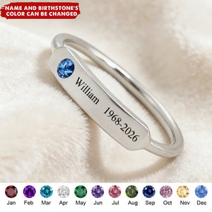 For Memorial - Personalized Birthstone Name Memorial Ring