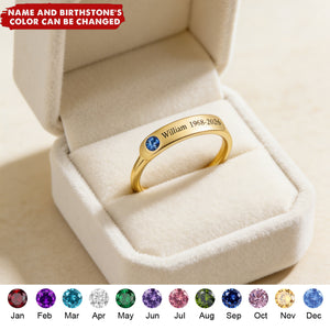 For Memorial - Personalized Birthstone Name Memorial Ring