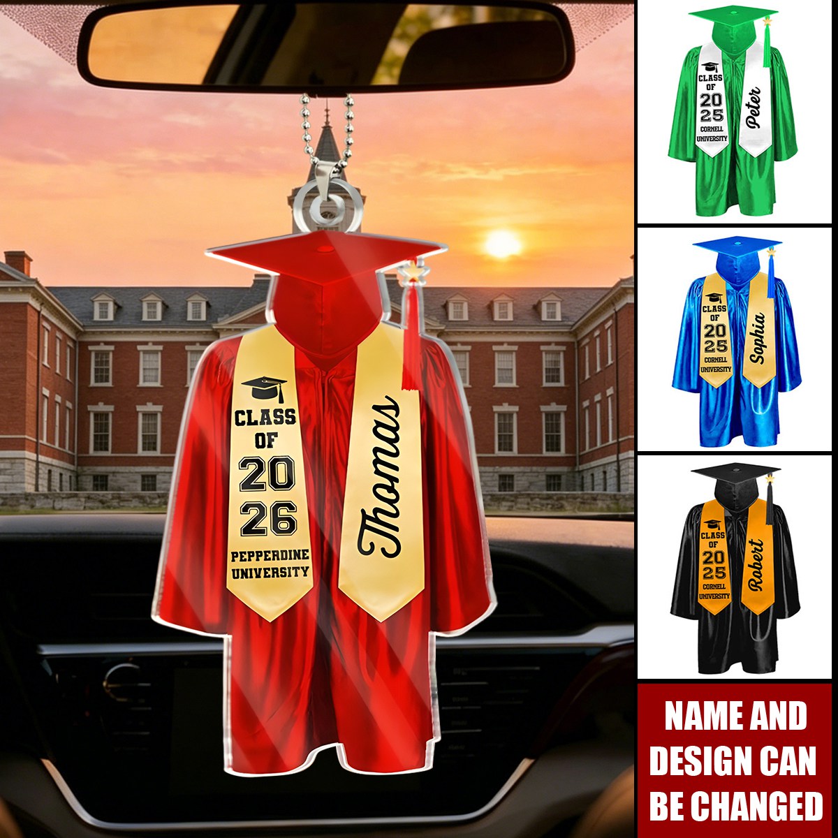 Family Personalized Custom Car Ornament - Graduation Gift